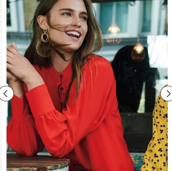 Boden Blouson Sleeve Silk Shirt- Post Box Red - Picture 11 of 13